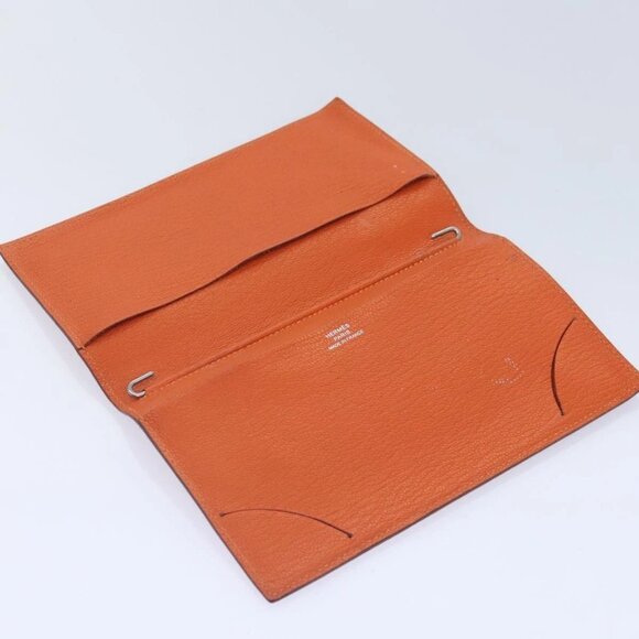 HERMES Agenda Vision Day Planner Cover Leather Orange Silver - Picture 7 of 16